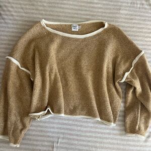 Princess Polly Tan and Cream Crew Neck Sweater